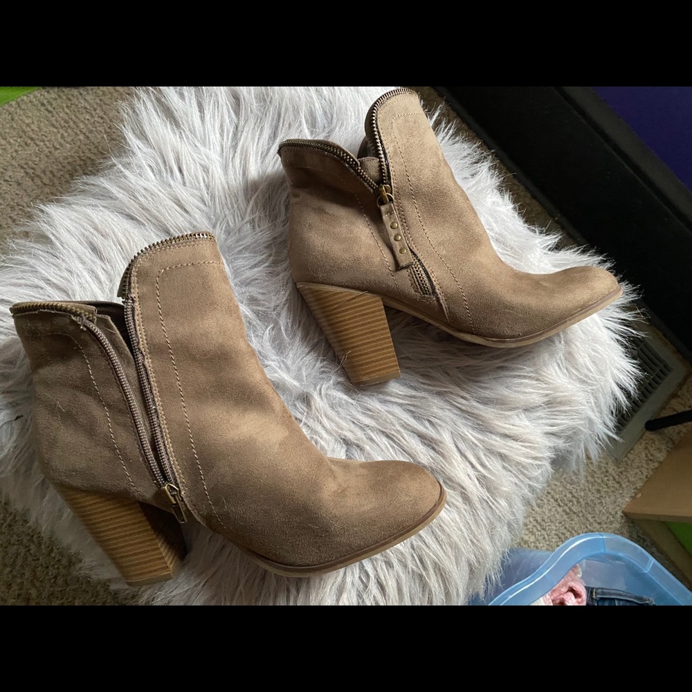 Cute Dolce by Mojo Moxy.  tan high heel booties